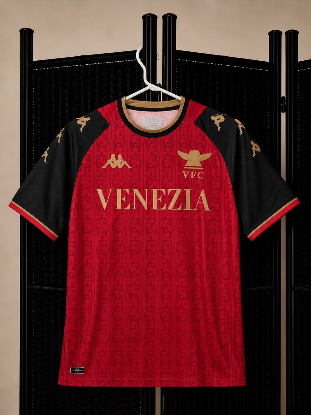 Kappa Venezia Red & Black Jersey with Gold Accents